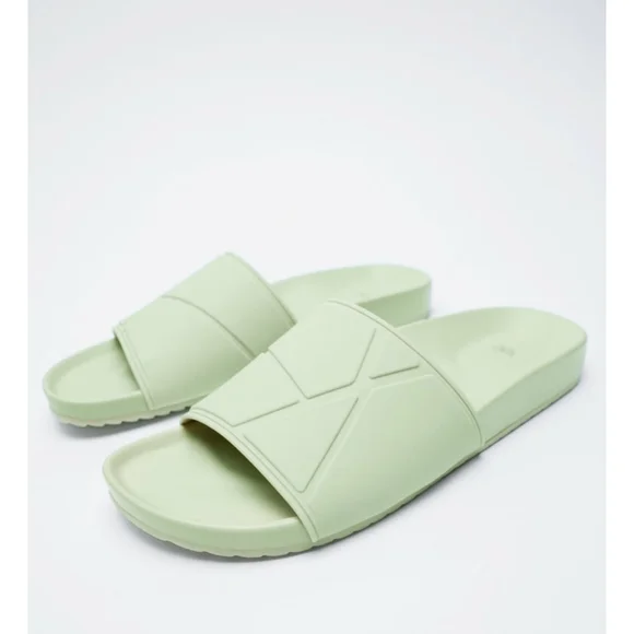 NWT ZARA LOW HEEL SANDALS MINT GREEN - Picture 6 of 8